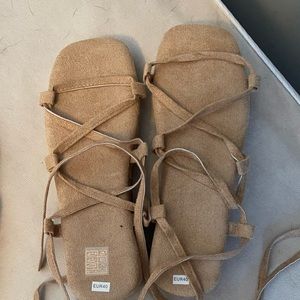 Lace up sandals. NEVER WORN